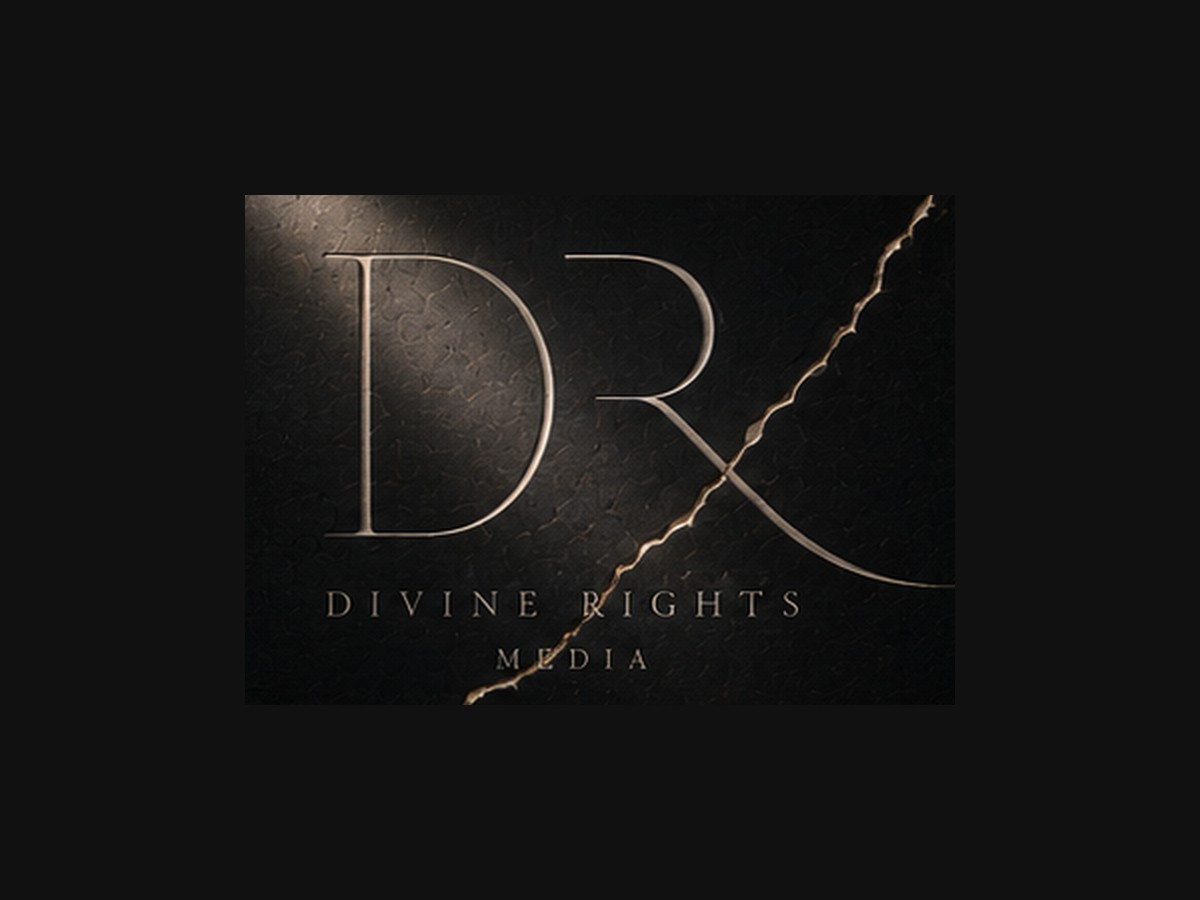 Divine Rights Media DR monogram and wordmark from The Fault identity direction